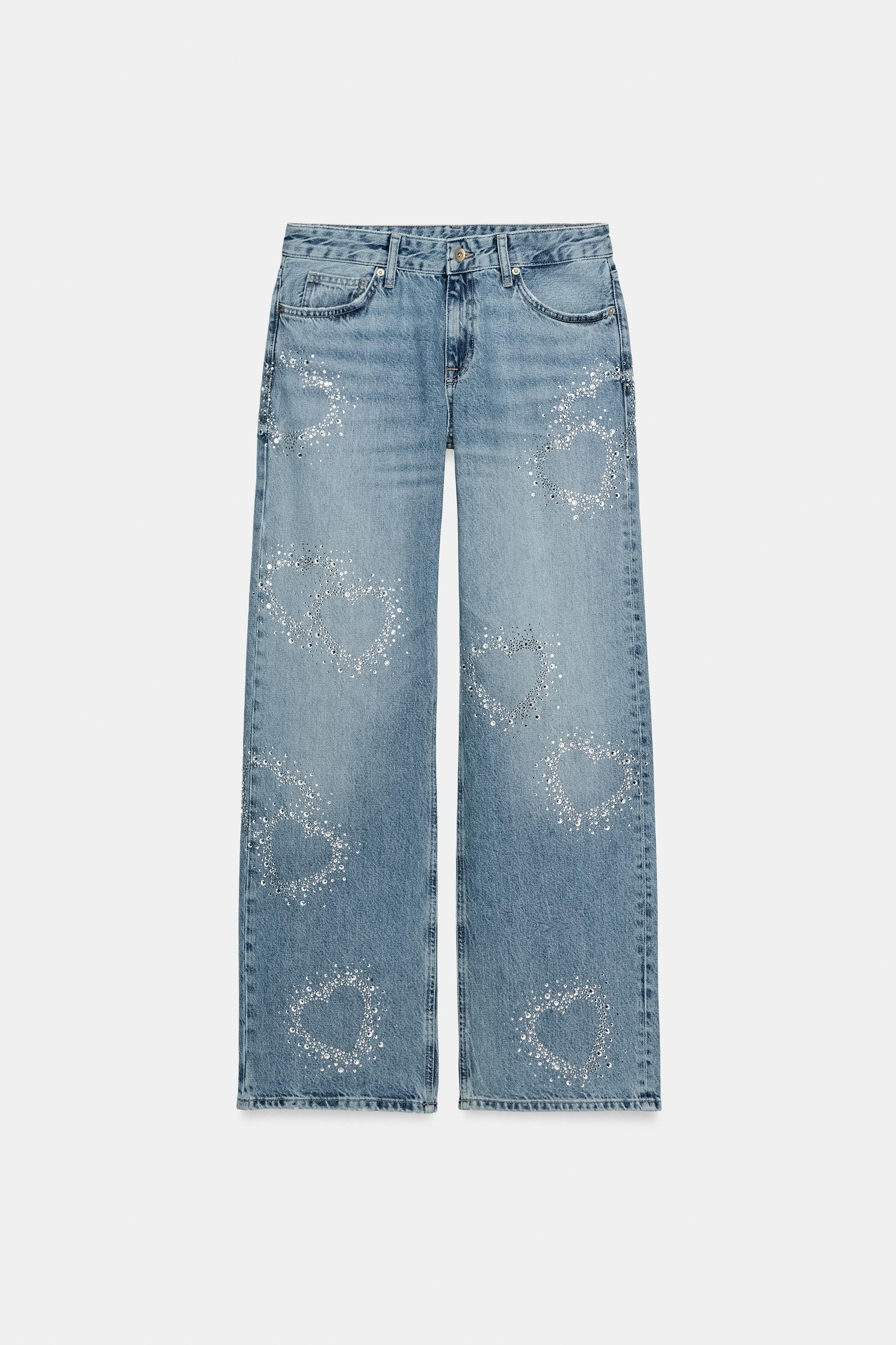 TRF LOW RISE SPARKLE WIDE LEG JEANS